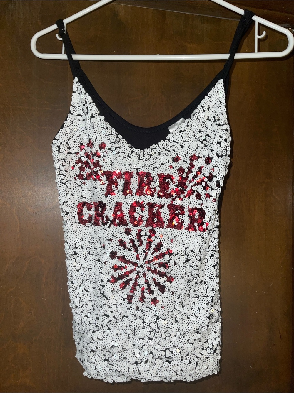 No Boundaries Black Tank with White Sequin Detail